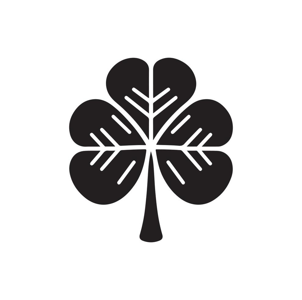 Four-leaf clover icon illustration. Black icon isolated on white background. Clover silhouette. vector