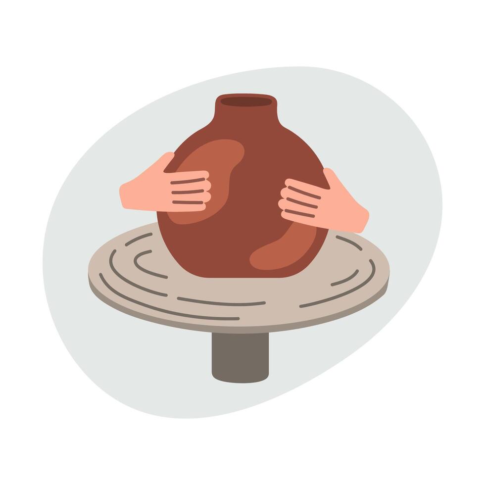 Process of creating ceramics in the workshop vector