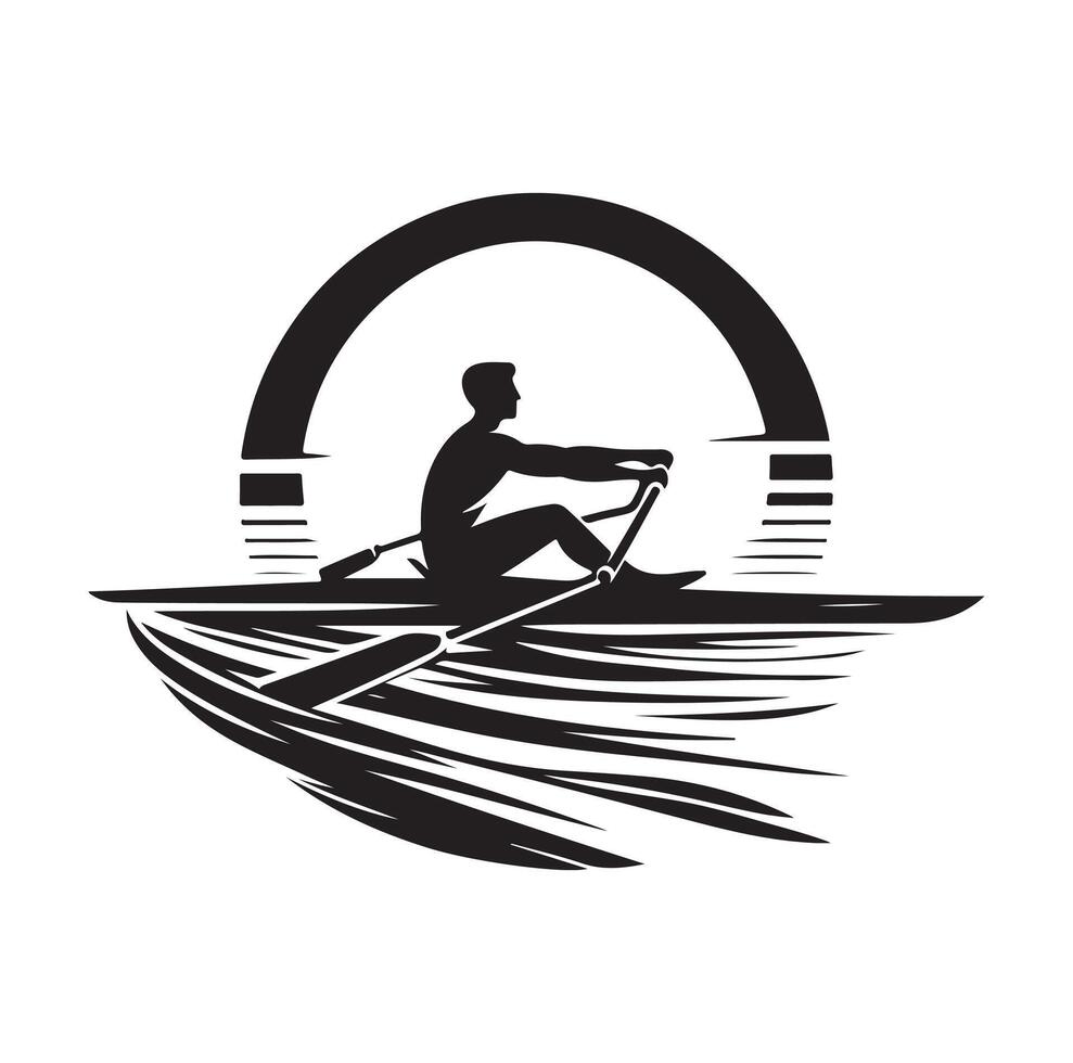 Rowing isolated silhouette illustration vector