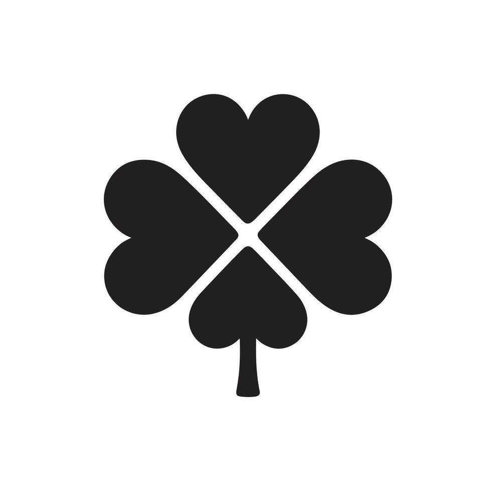 Four-leaf clover icon illustration. Black icon isolated on white background. Clover silhouette. vector
