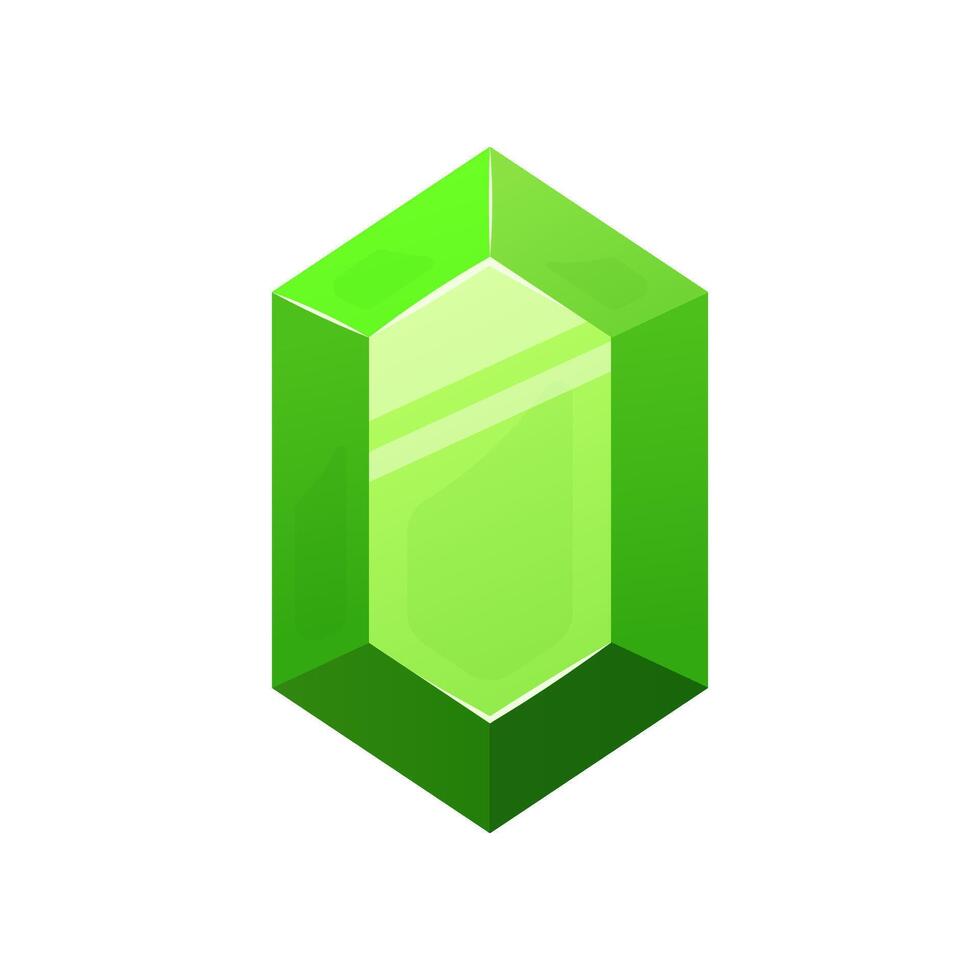 Green gem isolated on white background. vector