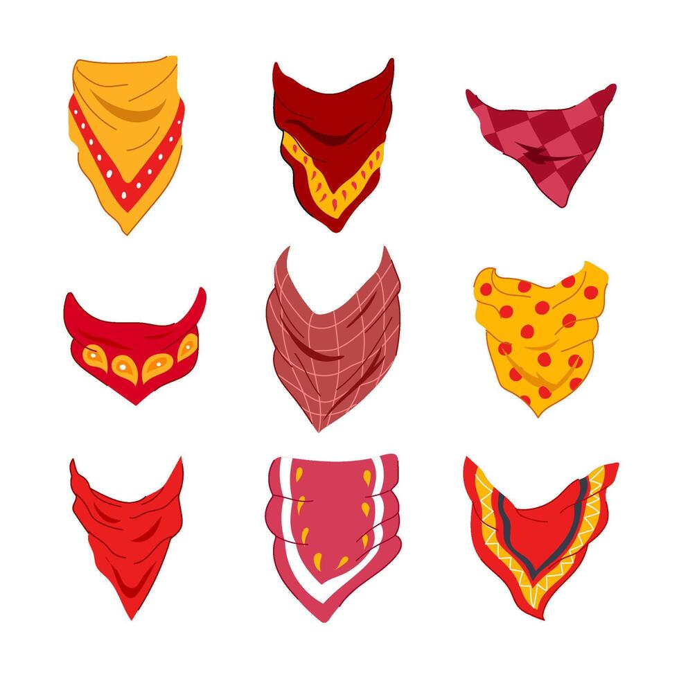 handkerchief wild west set cartoon illustration vector