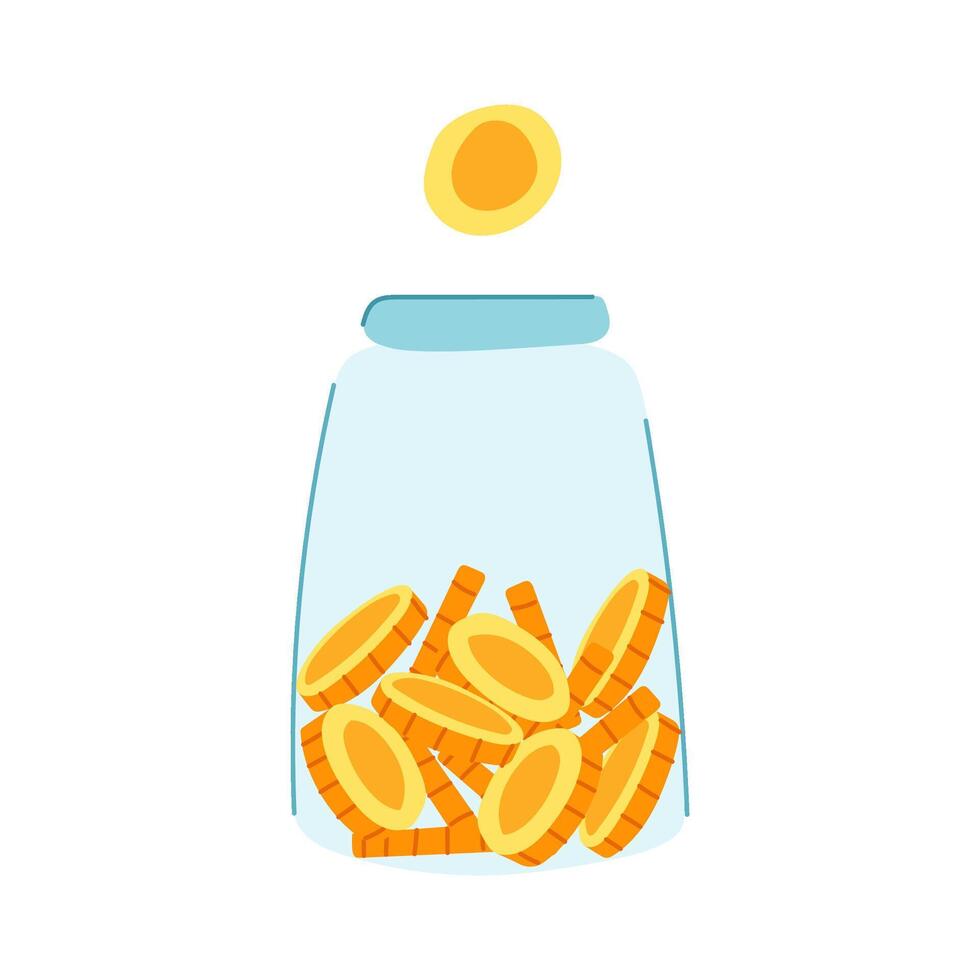 glass coin jar cartoon illustration vector
