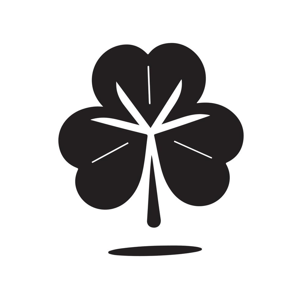 Four-leaf clover icon illustration. Black icon isolated on white background. Clover silhouette. vector