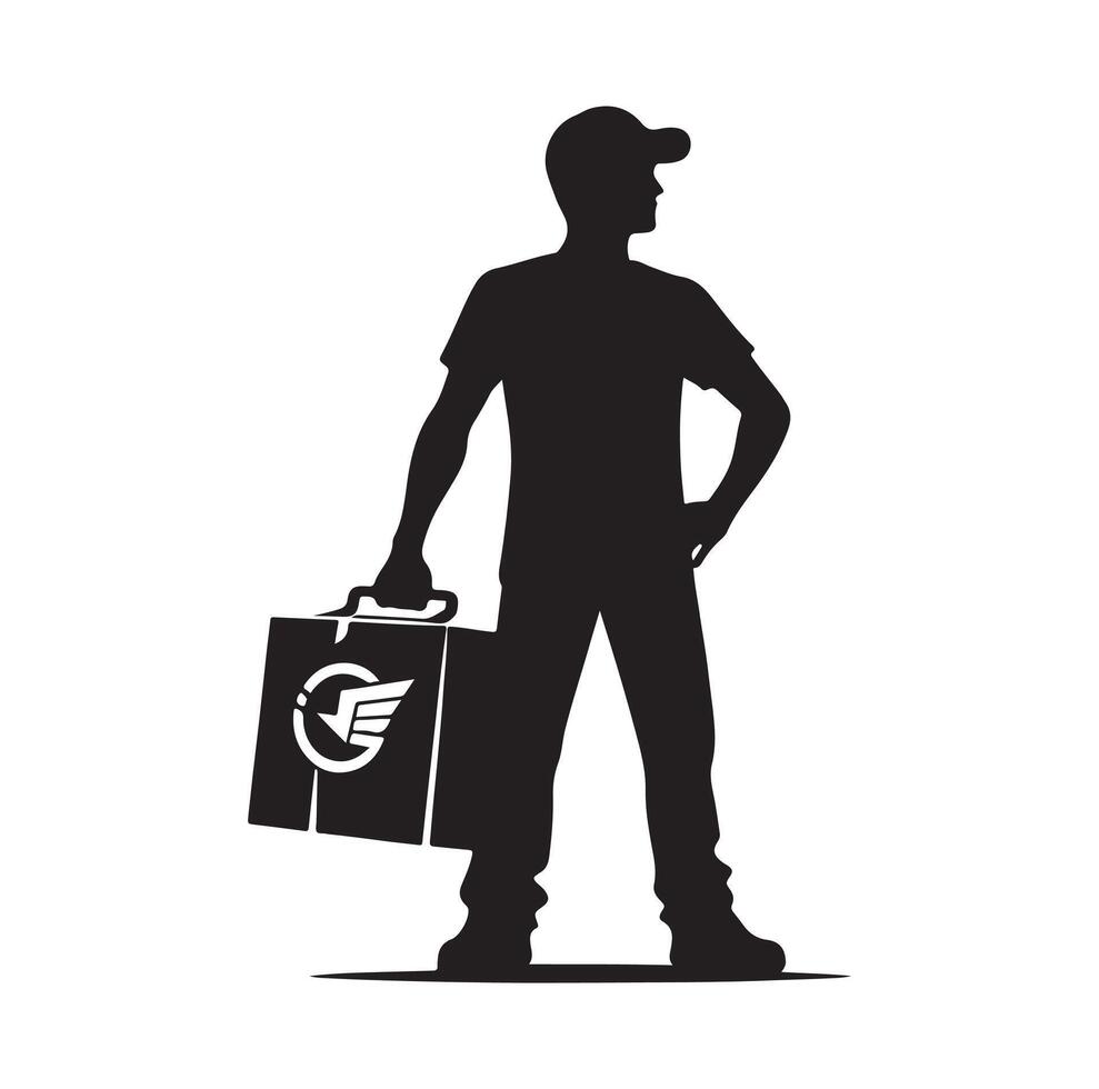Delivery man silhouette illustration set vector