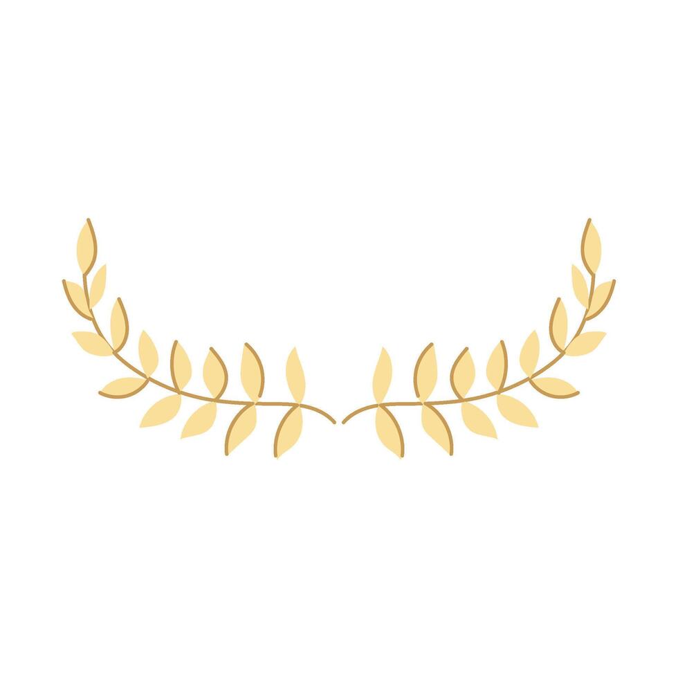 ribbon gold laurel cartoon illustration vector