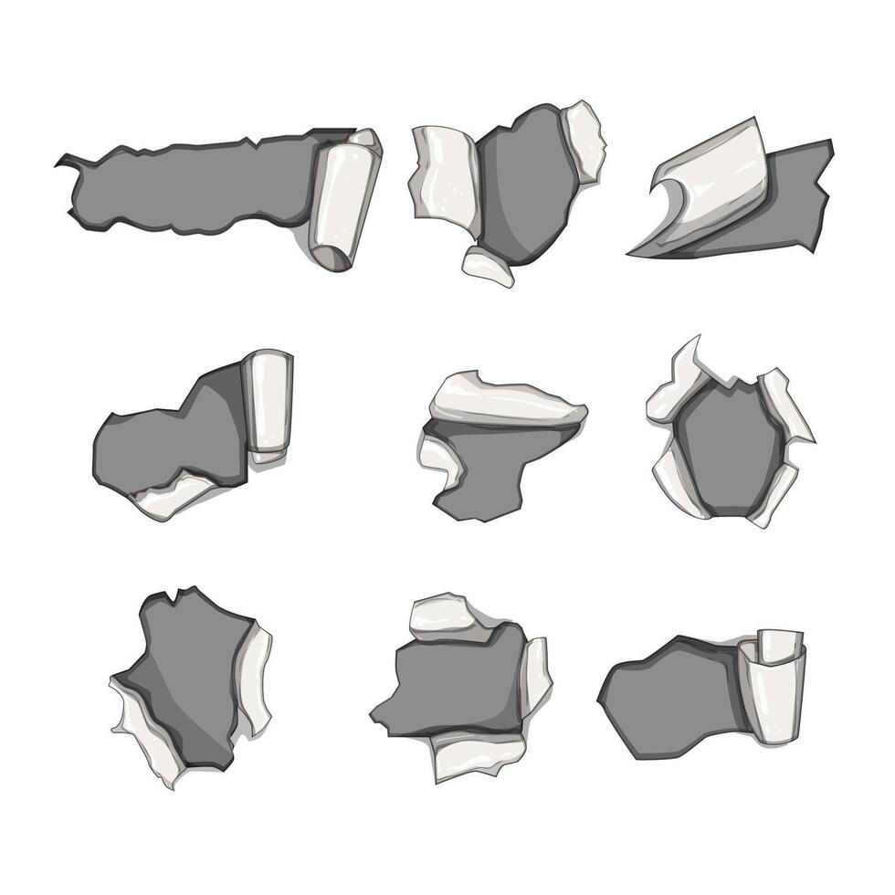 torn paper set cartoon illustration vector