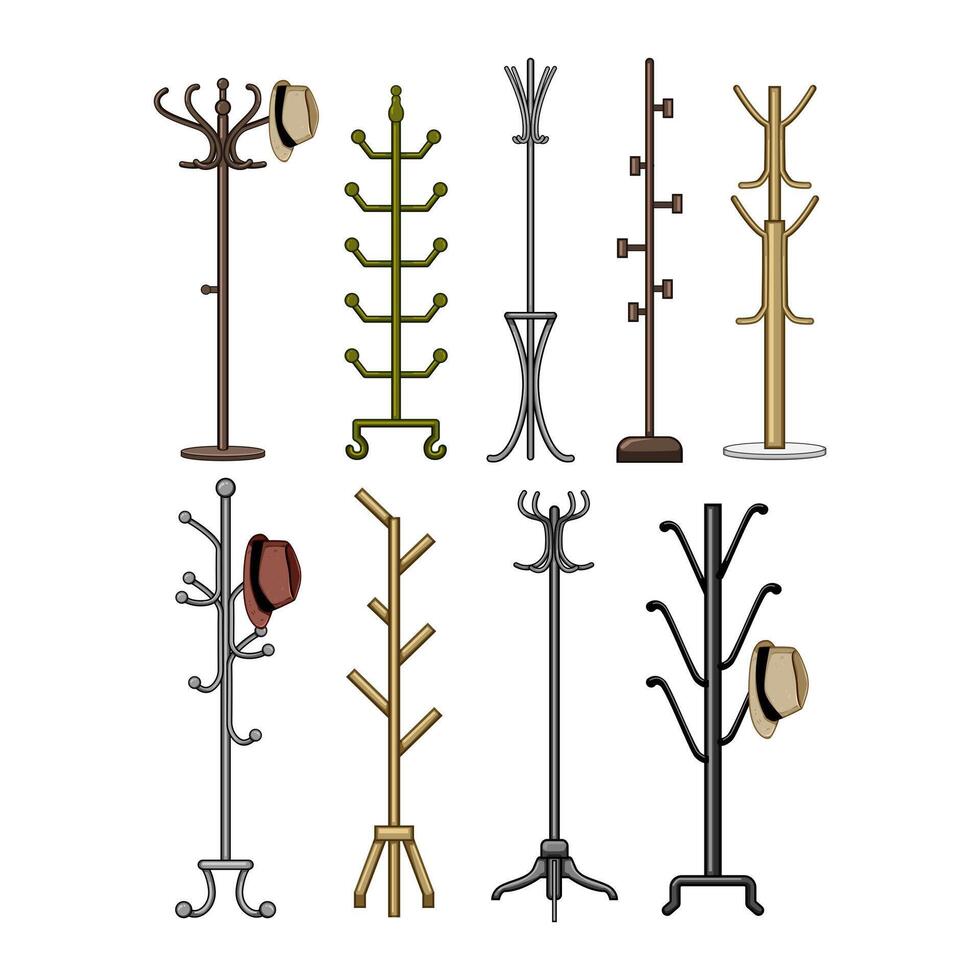 hat stand set cartoon illustration vector