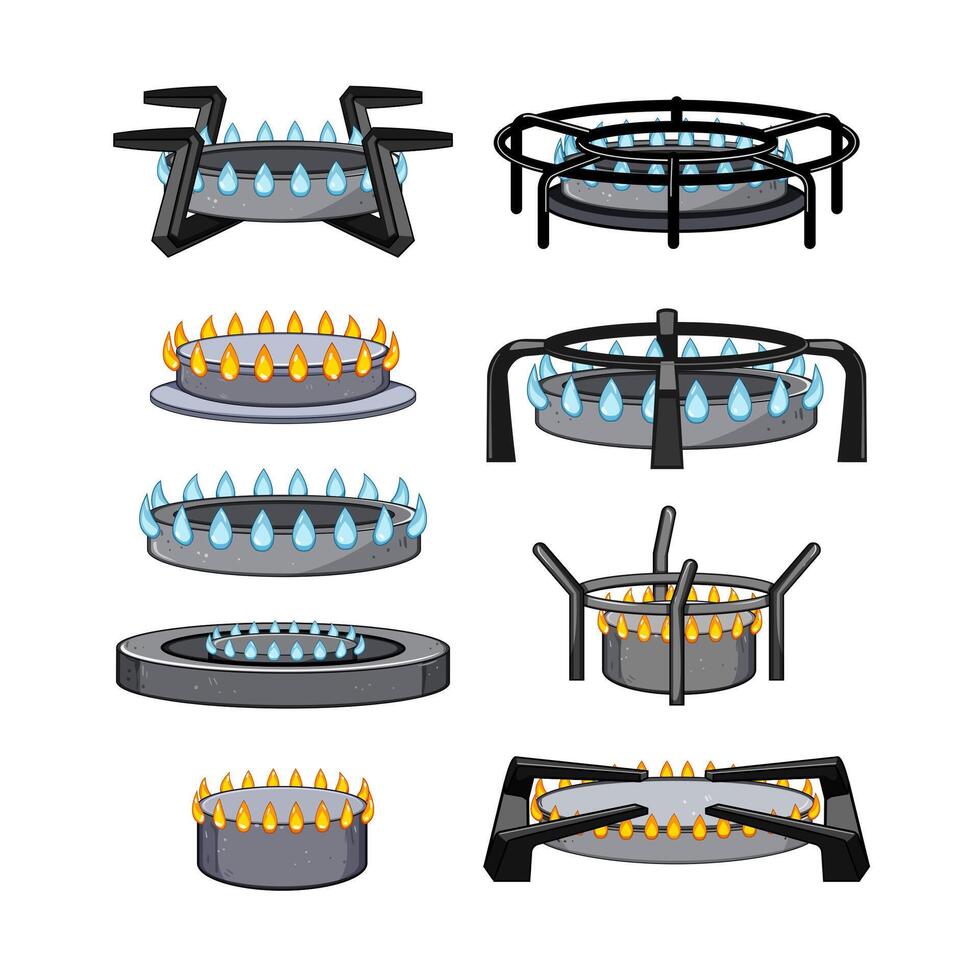 stove burner set cartoon illustration vector
