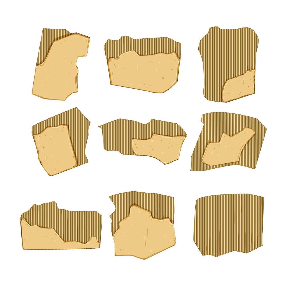 torn cardboard set cartoon illustration vector