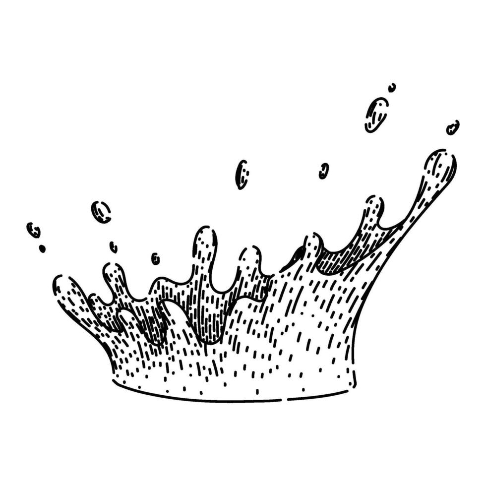 blue water splash sketch hand drawn vector