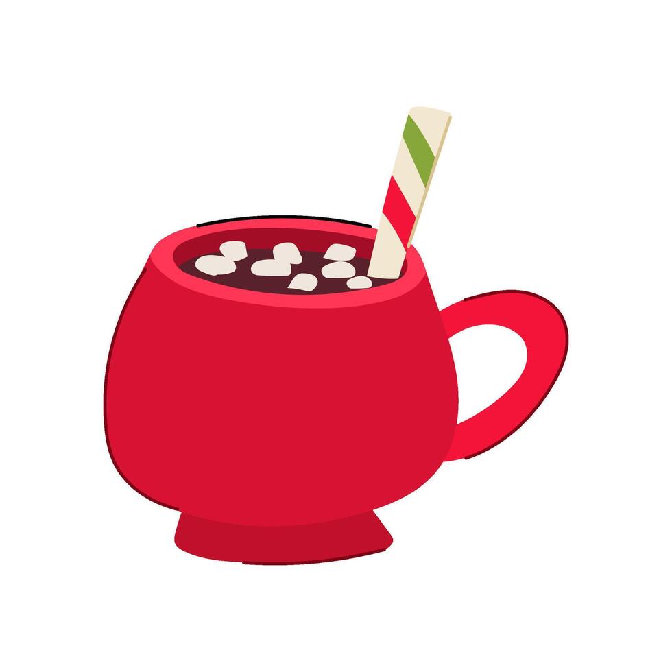 chocolate marshmallow cup cartoon illustration vector