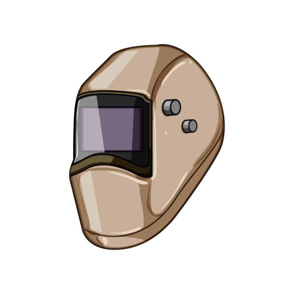 weld helmet welding cartoon illustration vector