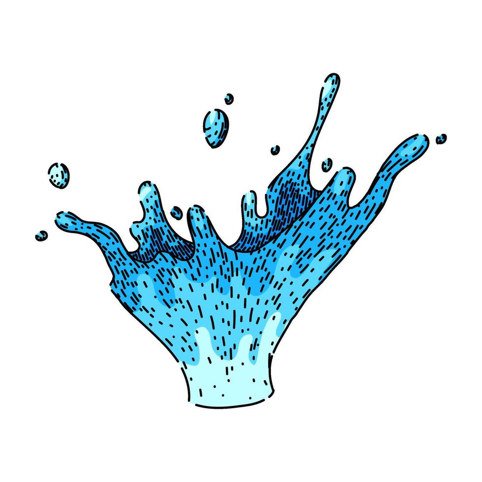 wave water splash sketch hand drawn vector