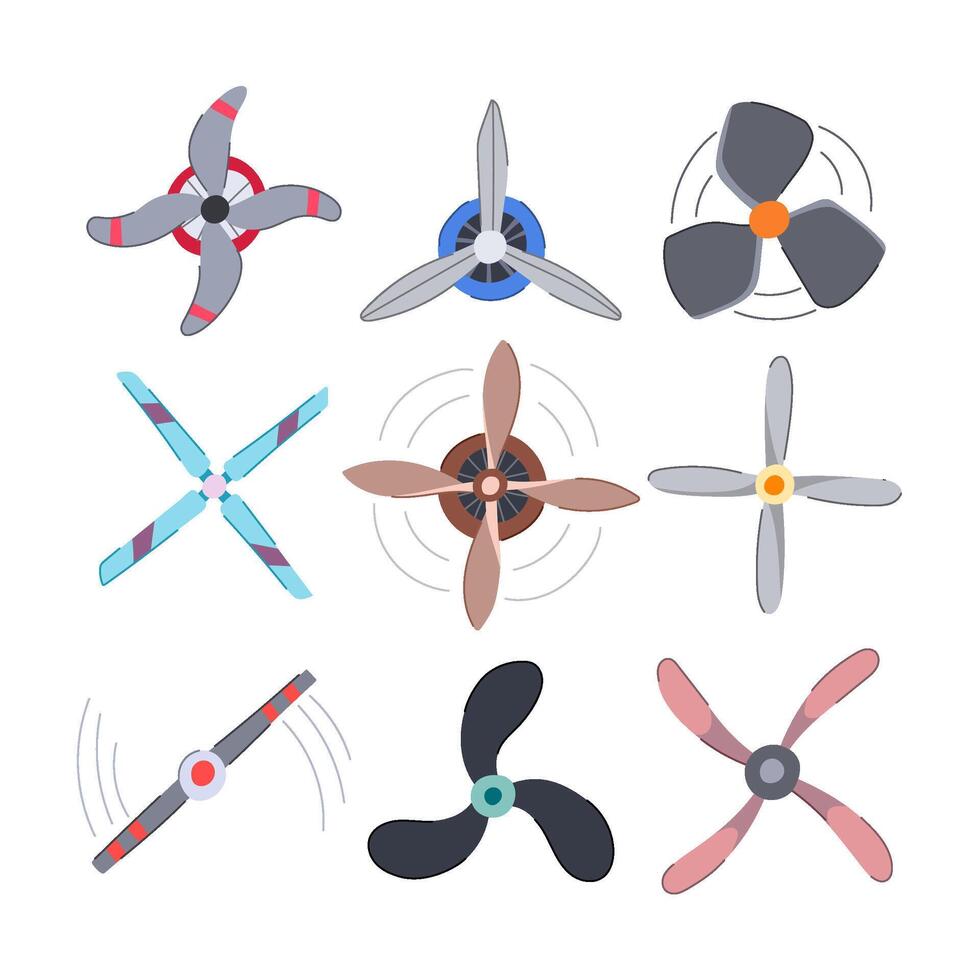 propeller set cartoon illustration vector