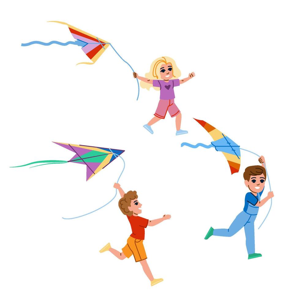 fly flying kite kid vector
