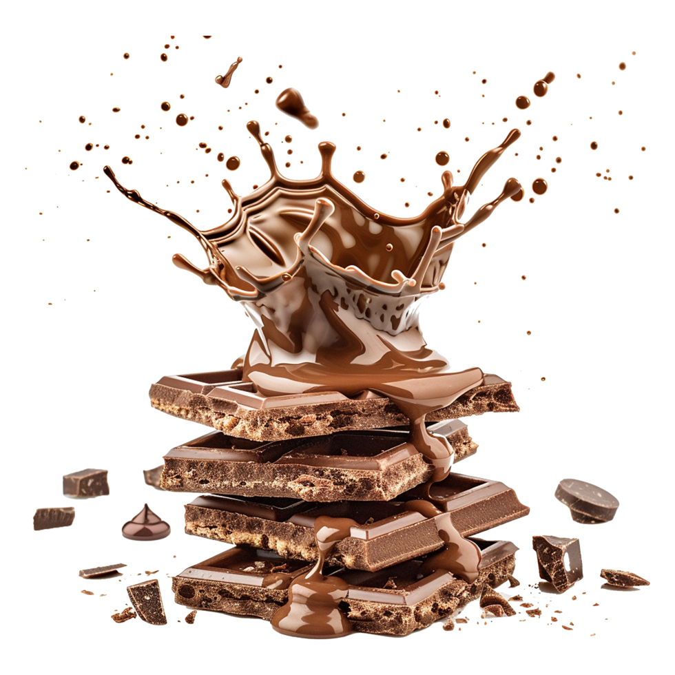 chocola wafel met chocolaatjes spatten geïsoleerd Aan transparant achtergrond png