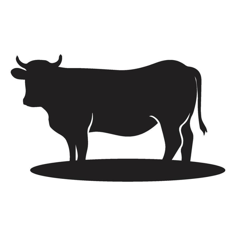 Cow graphic icon. Cow black silhouette isolated on white background. illustratio vector