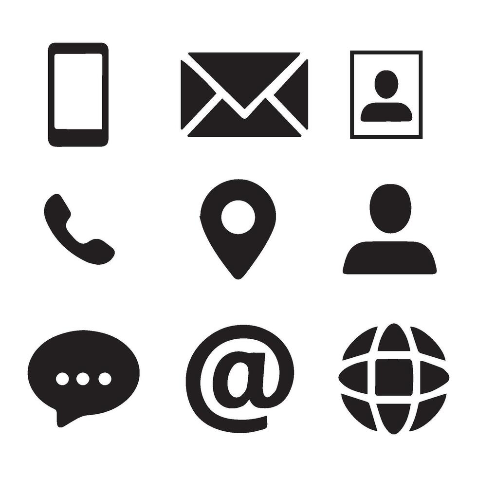 Contact information icons, for business card and website vector