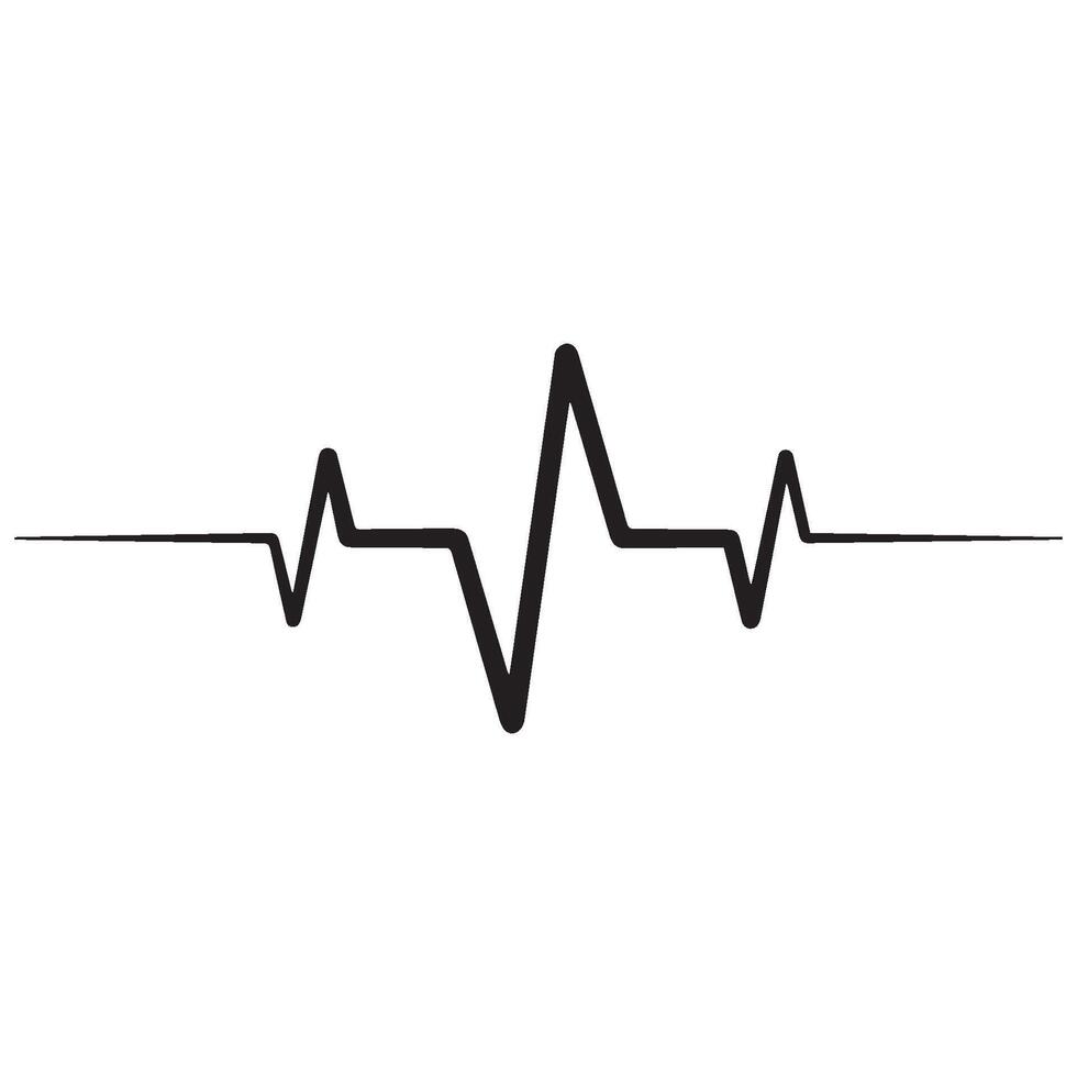 Black heartbeat icon. illustration. Heartbeat sign in flat design vector