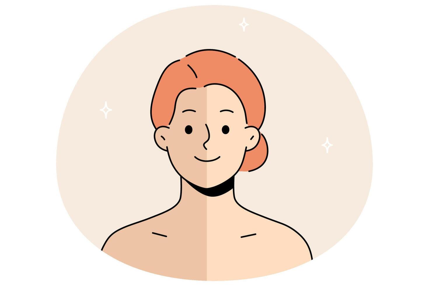 Woman with half pace natural and tanned vector