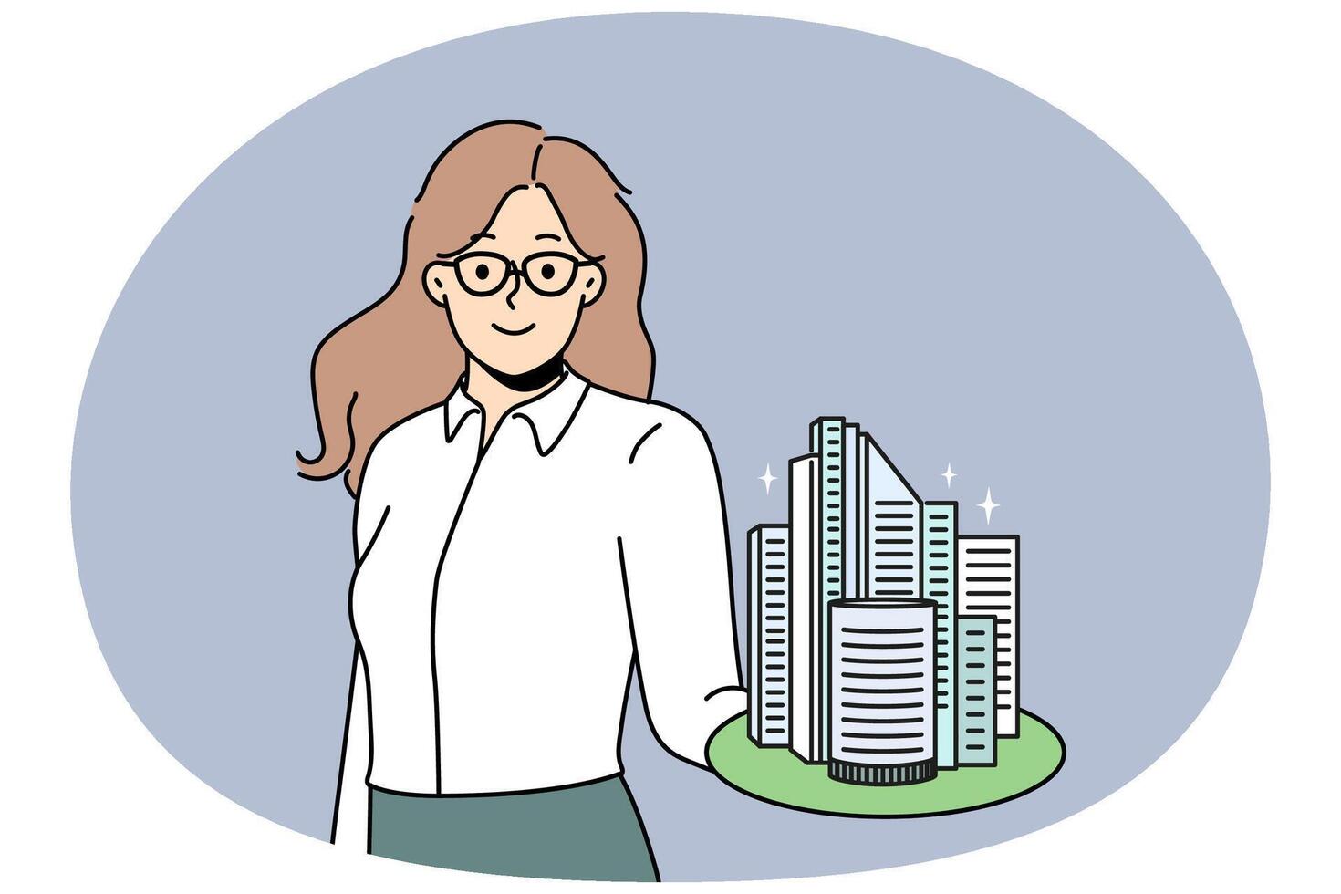 Smiling broker with building model vector