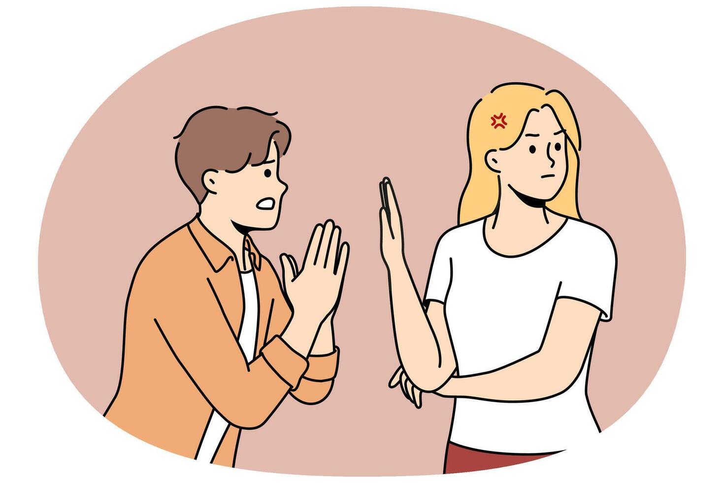 Man ask woman for forgiveness vector