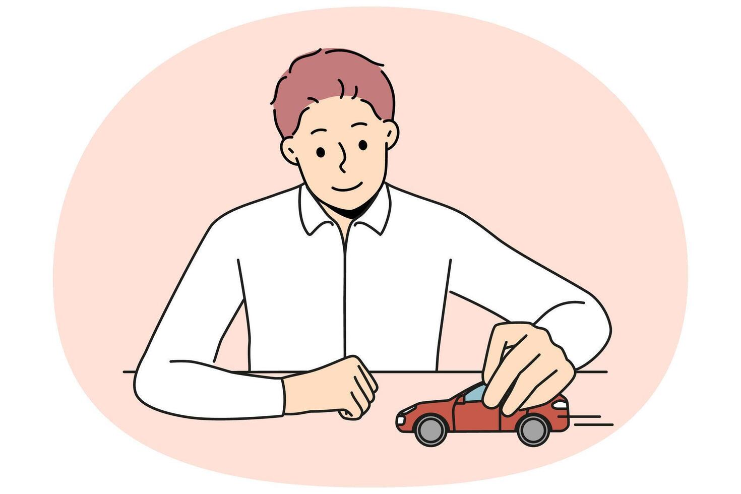 Businessman play with car in office vector