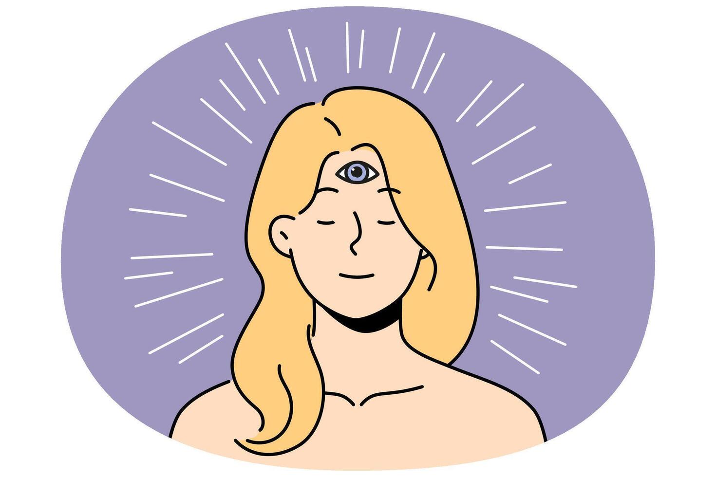 Woman with third eye on forehead vector