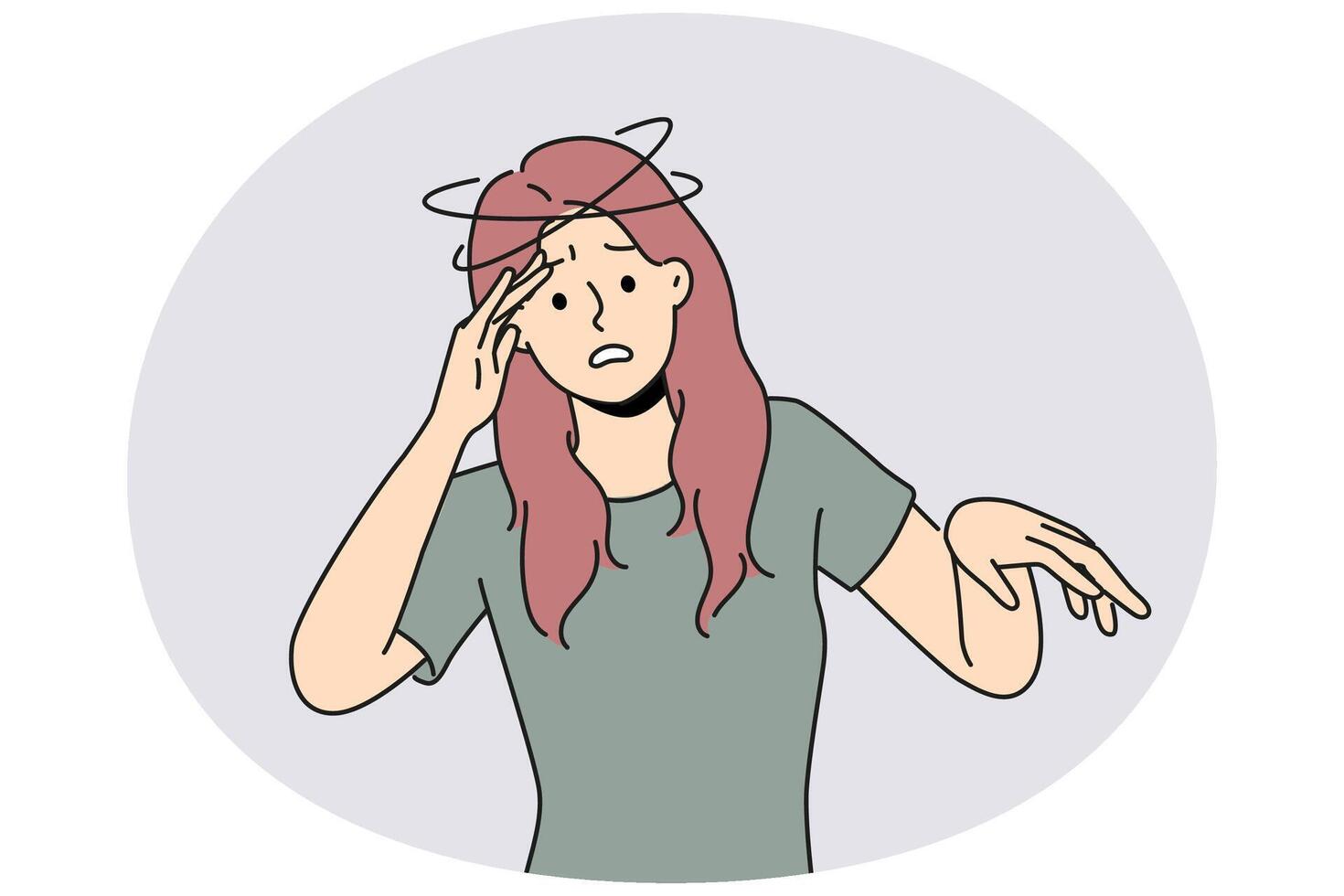 Unhealthy woman feeling dizzy vector