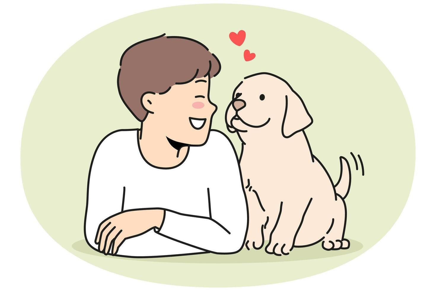 Smiling boy with cute puppy vector