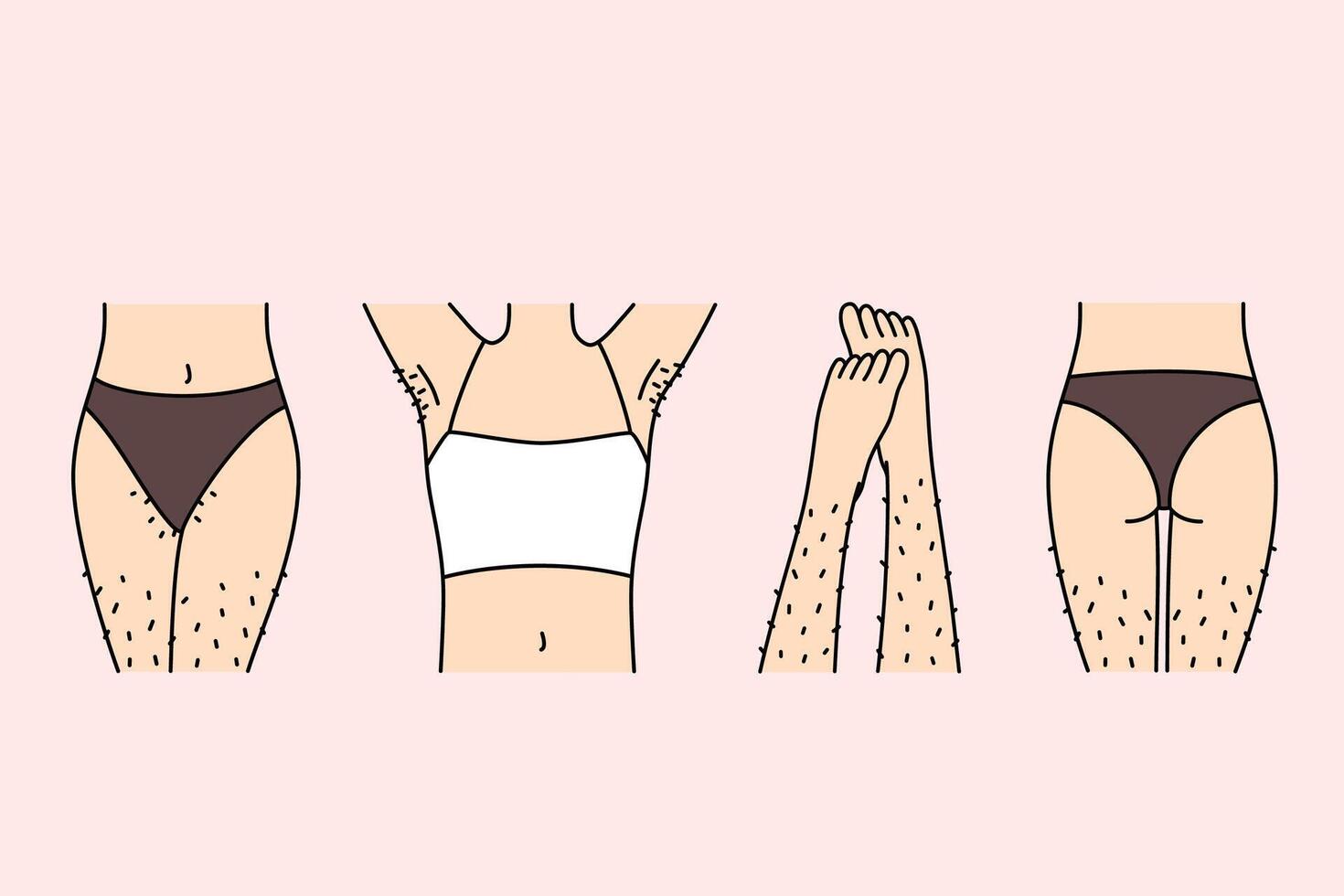 Hairy female legs and thighs in need of depilation or epilation using wax tape and sugaring vector