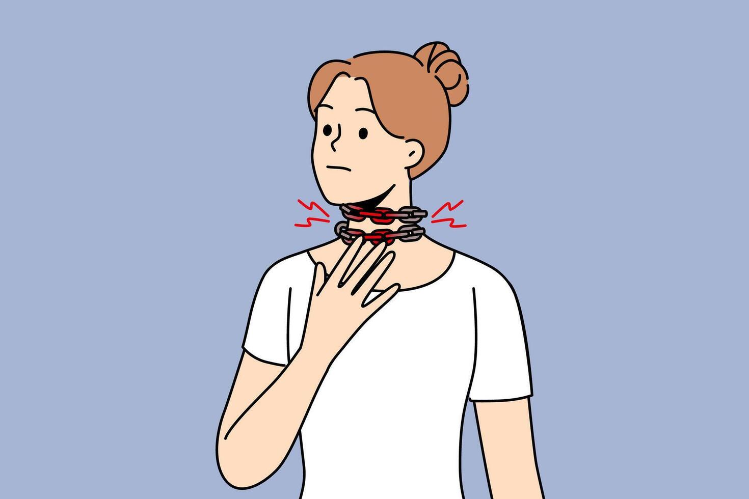 Suffocation in girl with chain around neck, need treatment for illness caused by malfunction lungs vector