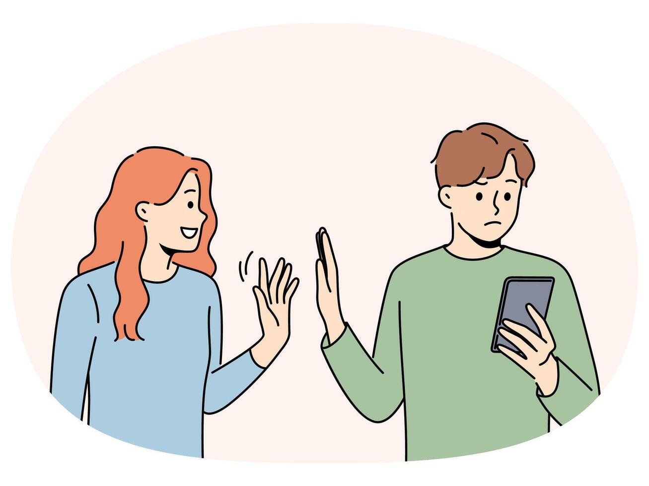 Guy reject persistent girl showing interest vector