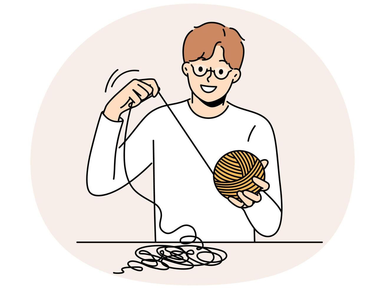 Smiling man with yarn in hands vector