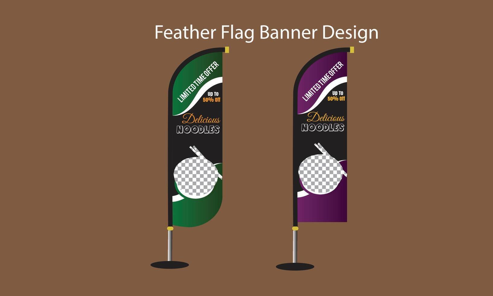 Feather flag design for food advertising vector
