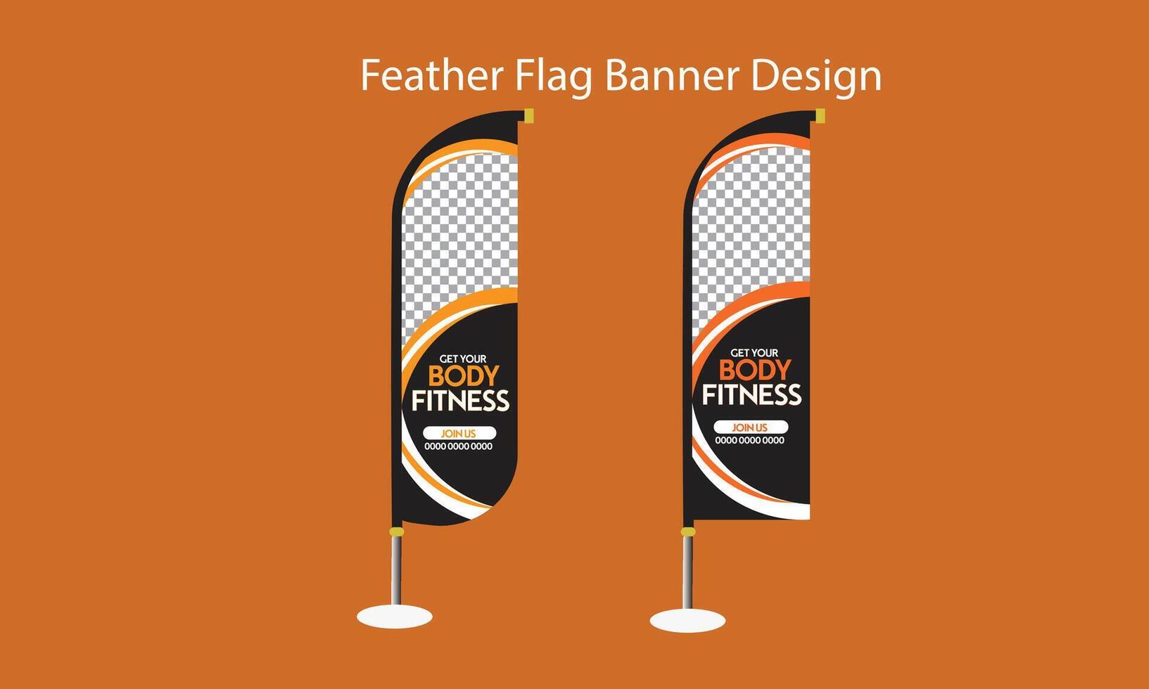 Fitness gym center feather flag design vector