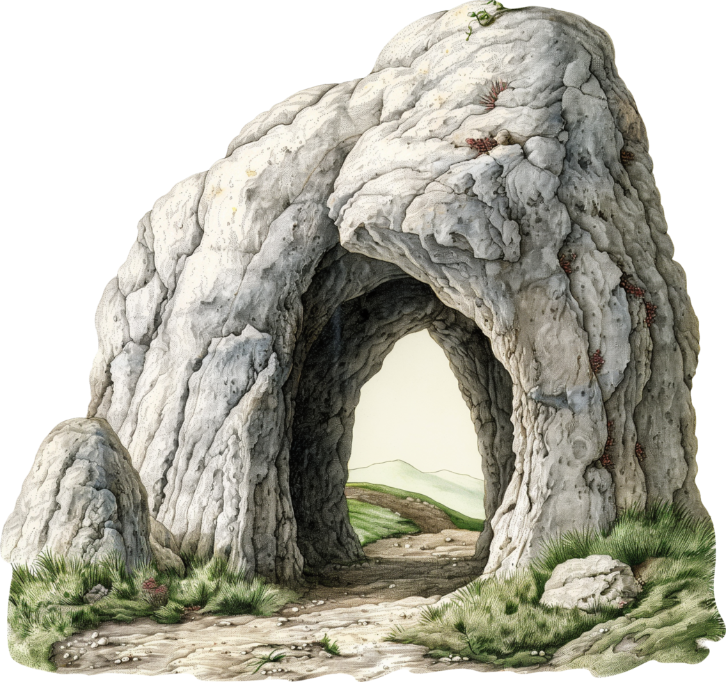 uma ampla Rocha com uma orifício dentro isto aguarela png
