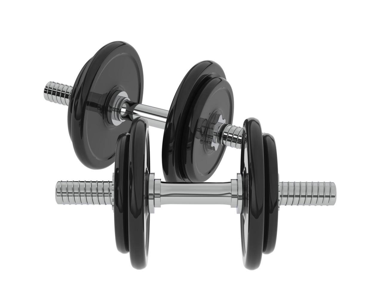 Dumbbell isolated on background. 3d rendering - illustration png