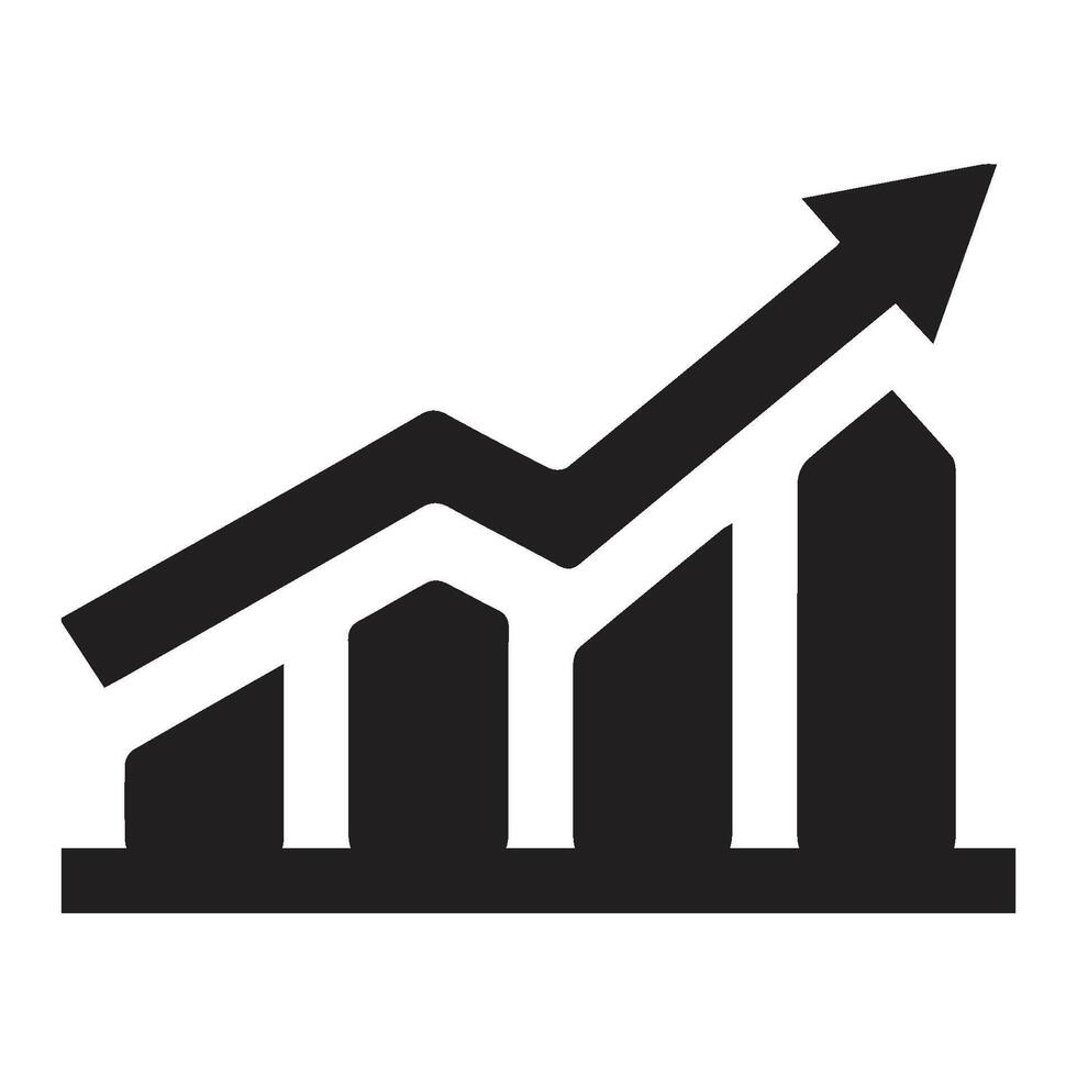 Growing bar graph icon in black on a white background. illustration vector