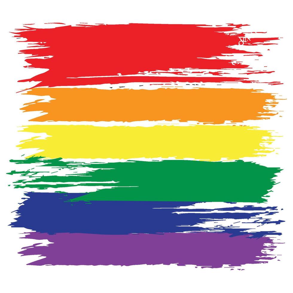 LGBTQ pride rainbow flag icon Multicolored flag blowing in the wind illustration flat design Isolated on white background vector