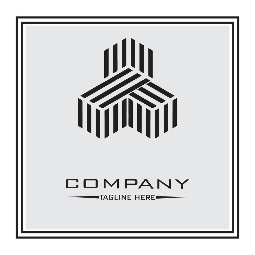 abstract logo design, black and white geometric technology icon vector