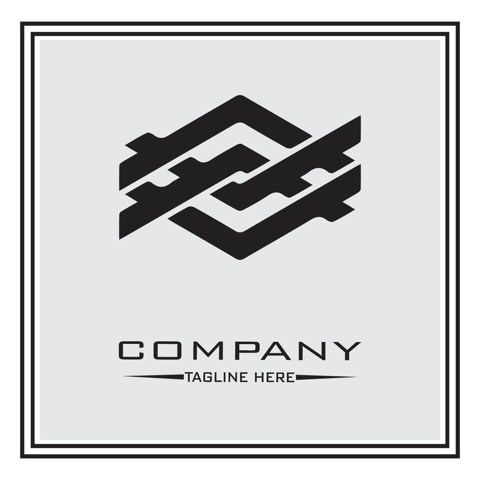 abstract logo design, black and white geometric technology icon vector