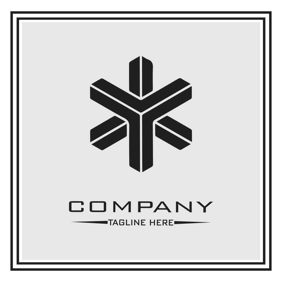 abstract logo design, black and white geometric technology icon vector