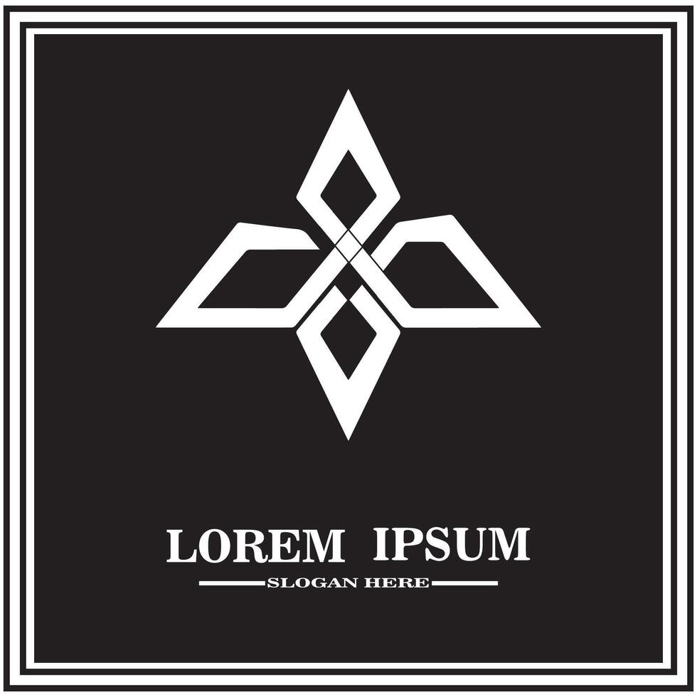 abstract logo design, black and white geometric technology icon vector