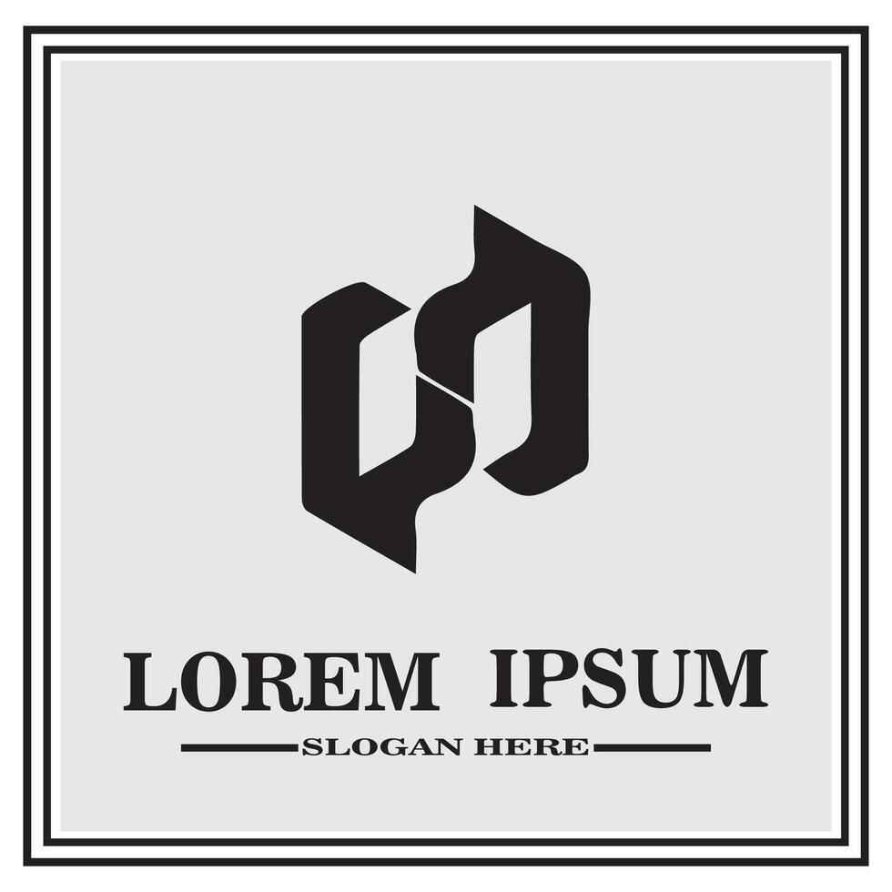abstract logo design, black and white geometric technology icon vector