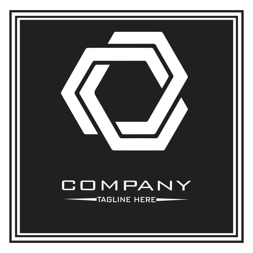 abstract logo design, black and white geometric technology icon vector