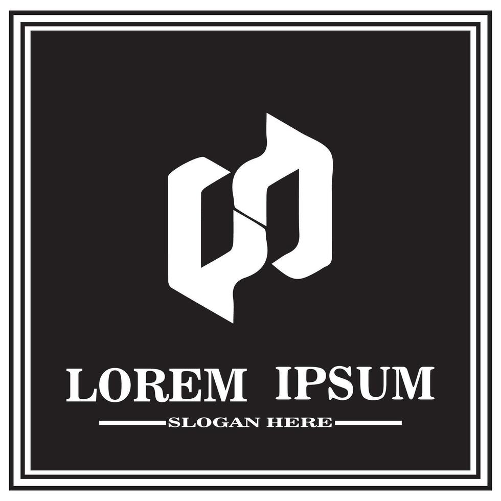 abstract logo design, black and white geometric technology icon vector