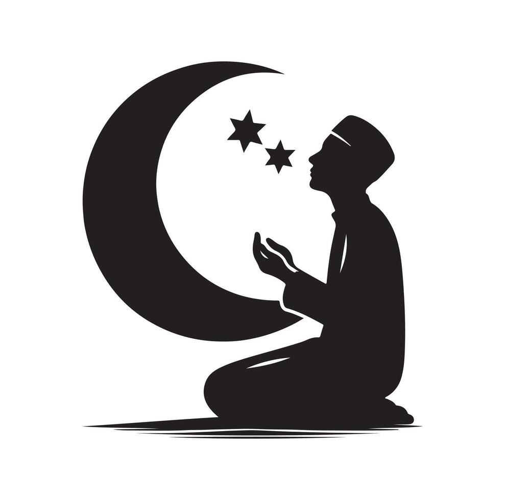 Muslim Praying silhouette. praying symbol illustration vector