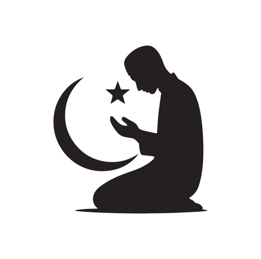 Muslim Praying silhouette. praying symbol illustration vector
